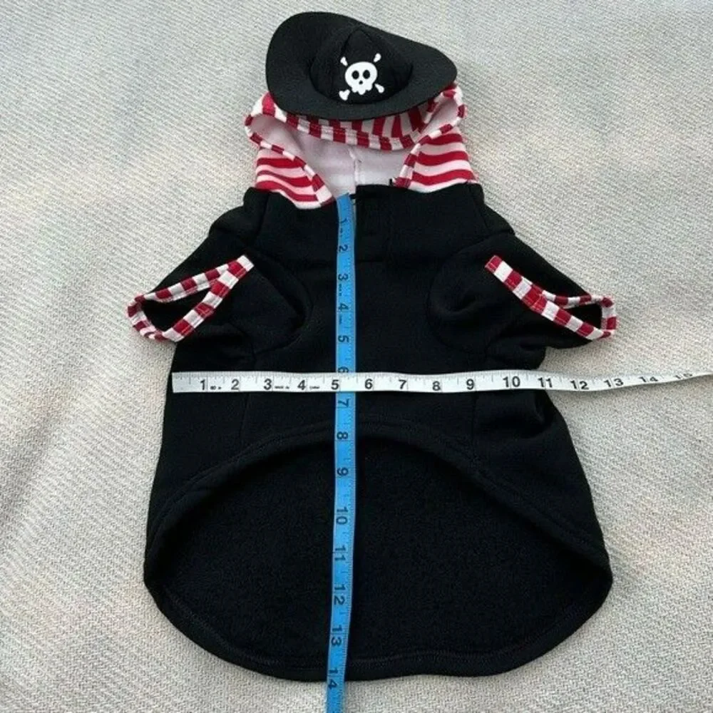 Pirate Dog Halloween Costume NEW Size Medium Black Puppy Pet Hoodie Hat Gift